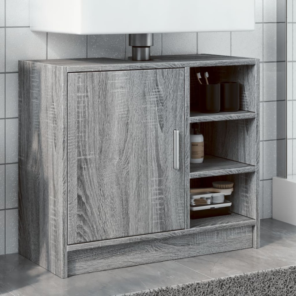 Armario de lavabo madera de ingeniería gris Sonoma 63x29x55