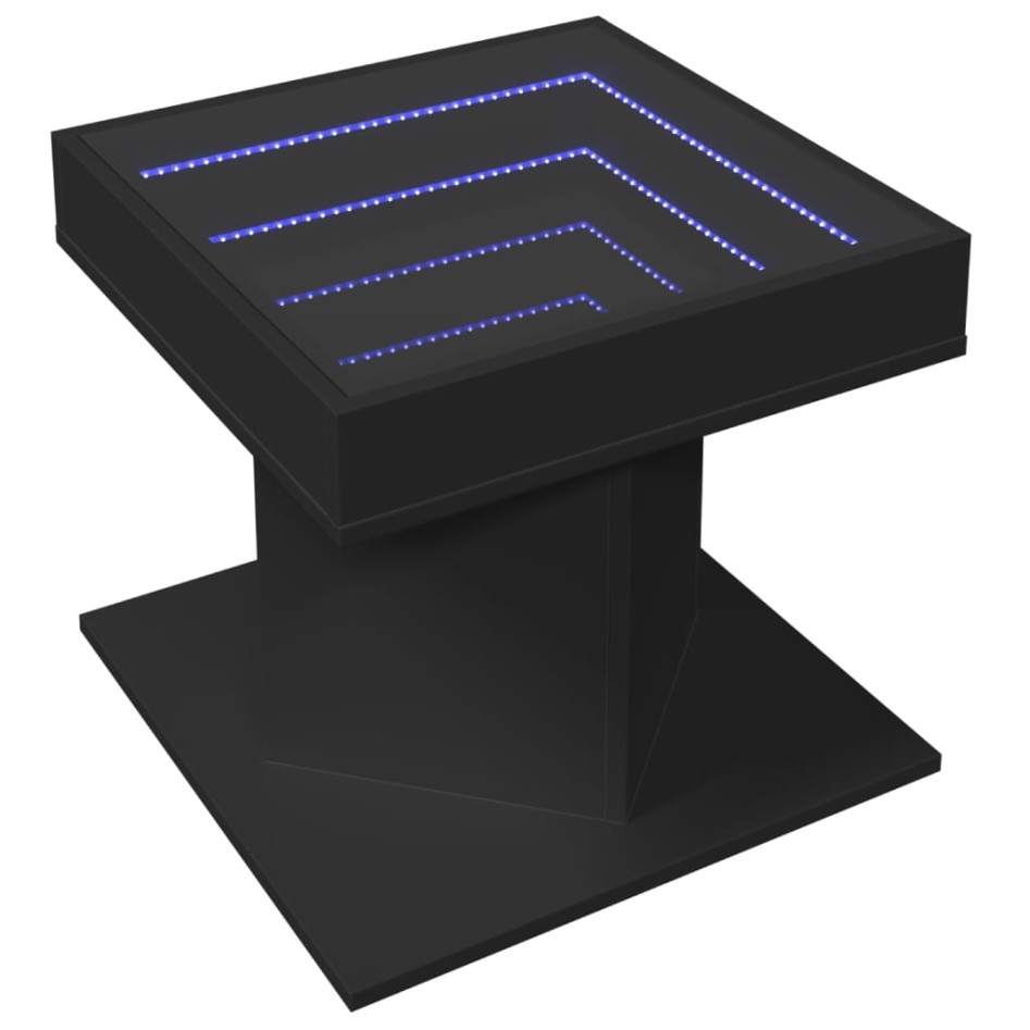 Mesa de centro con luz LED madera ingeniería negra 50x50x45