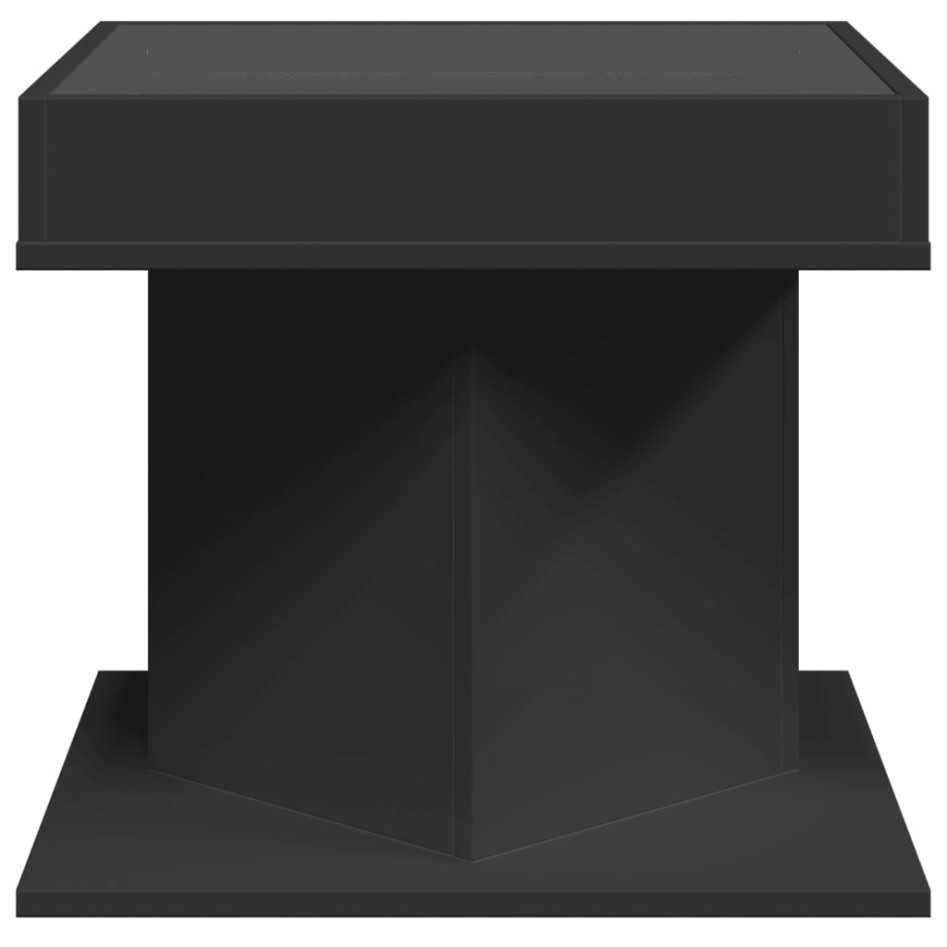 Mesa de centro con luz LED madera ingeniería negra 50x50x45