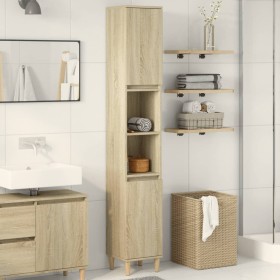 Armario de baño madera contrachapada roble Sonoma 30x30x190