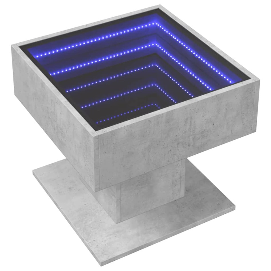 Mesa de centro y LED madera ingeniería gris hormigón