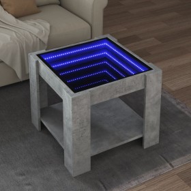 Mesa de centro y LED madera ingeniería gris hormigón