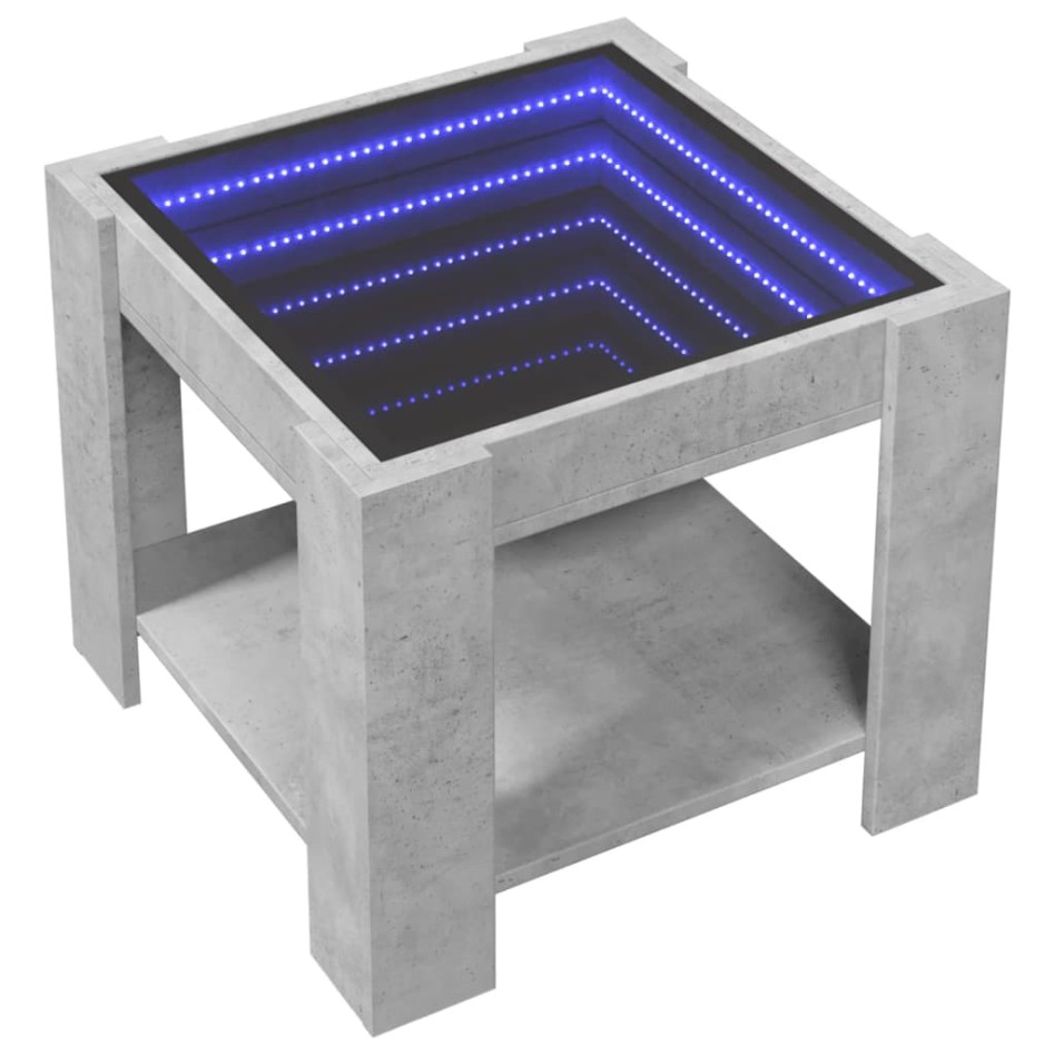 Mesa de centro y LED madera ingeniería gris hormigón