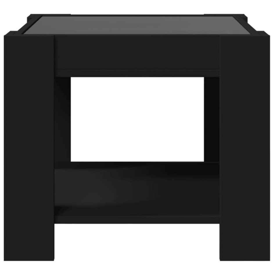 Mesa de centro con LED madera de ingeniería negro 53x53x45