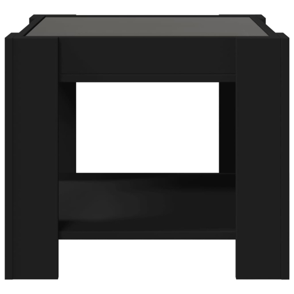 Mesa de centro con LED madera de ingeniería negro 53x53x45