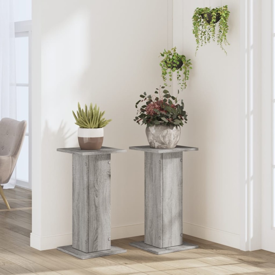 Soportes de plantas 2 uds madera gris Sonoma 30x30x60