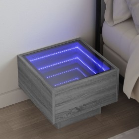 Mesa de centro con Infinity LED gris Sonoma 40x40x30