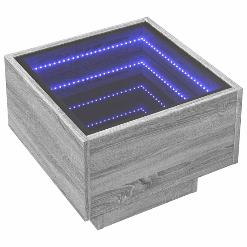 Mesa de centro con Infinity LED gris Sonoma 40x40x30