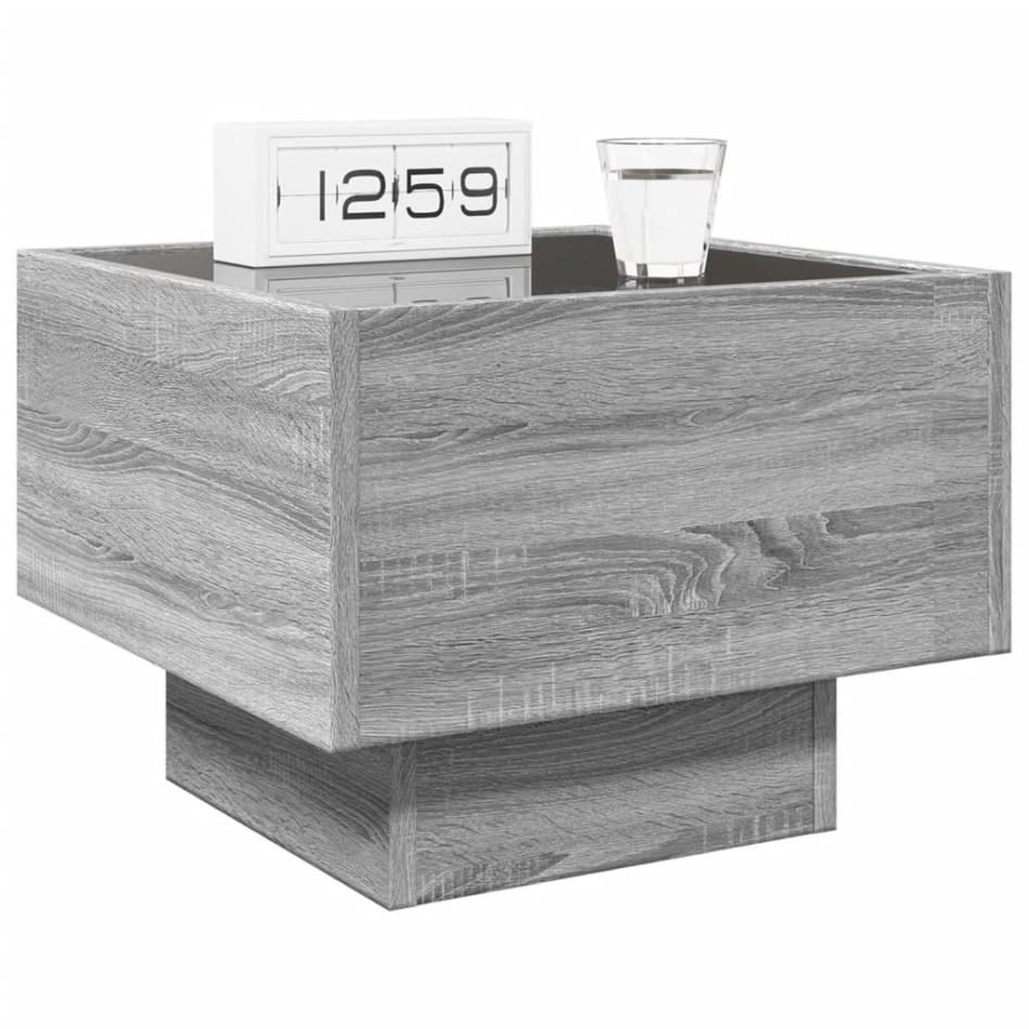 Mesa de centro con Infinity LED gris Sonoma 40x40x30