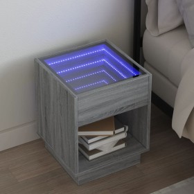 Mesa de centro con Infinity LED gris Sonoma 40x40x50