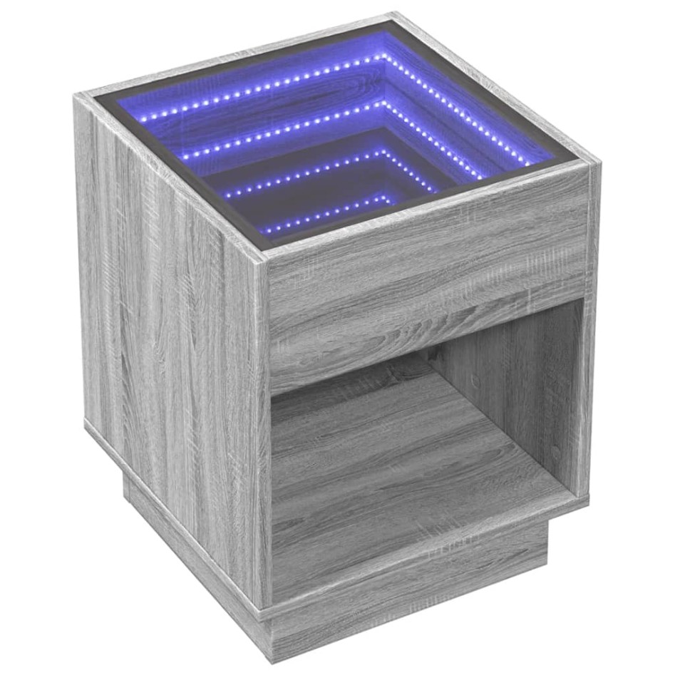 Mesa de centro con Infinity LED gris Sonoma 40x40x50