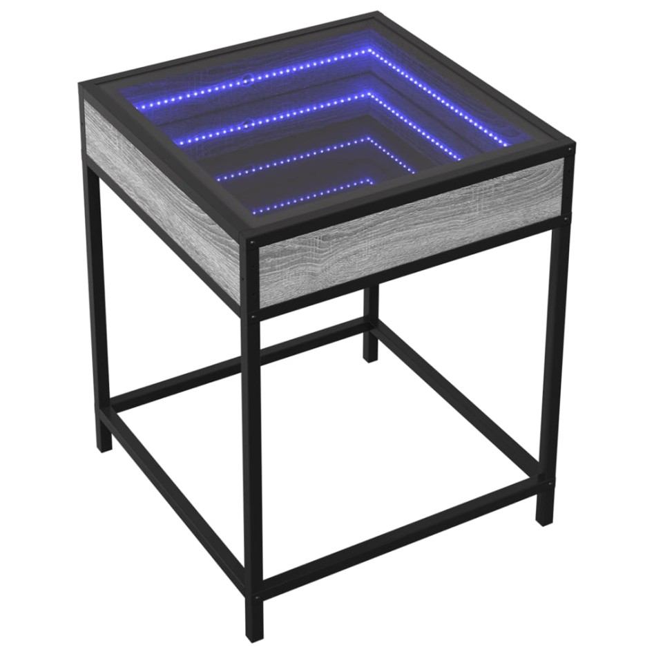 Mesa de centro con Infinity LED gris Sonoma 40x40x51