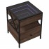 Mesita de noche con Infinity LED marrón roble 40x40x51