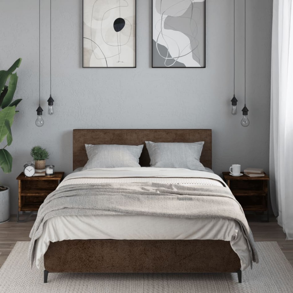 Mesitas noche 2 uds madera ingeniería roble ahumado 40x30x40