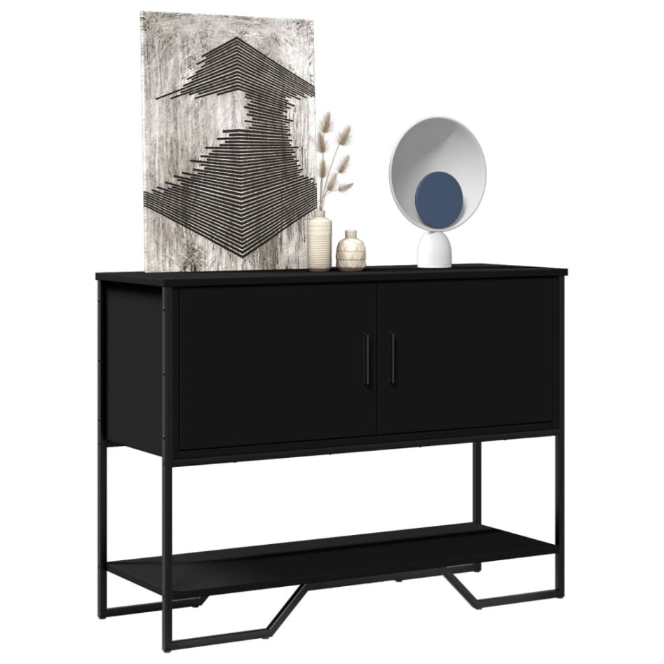 Mesa consola madera de ingeniería negra 100x35x74,5