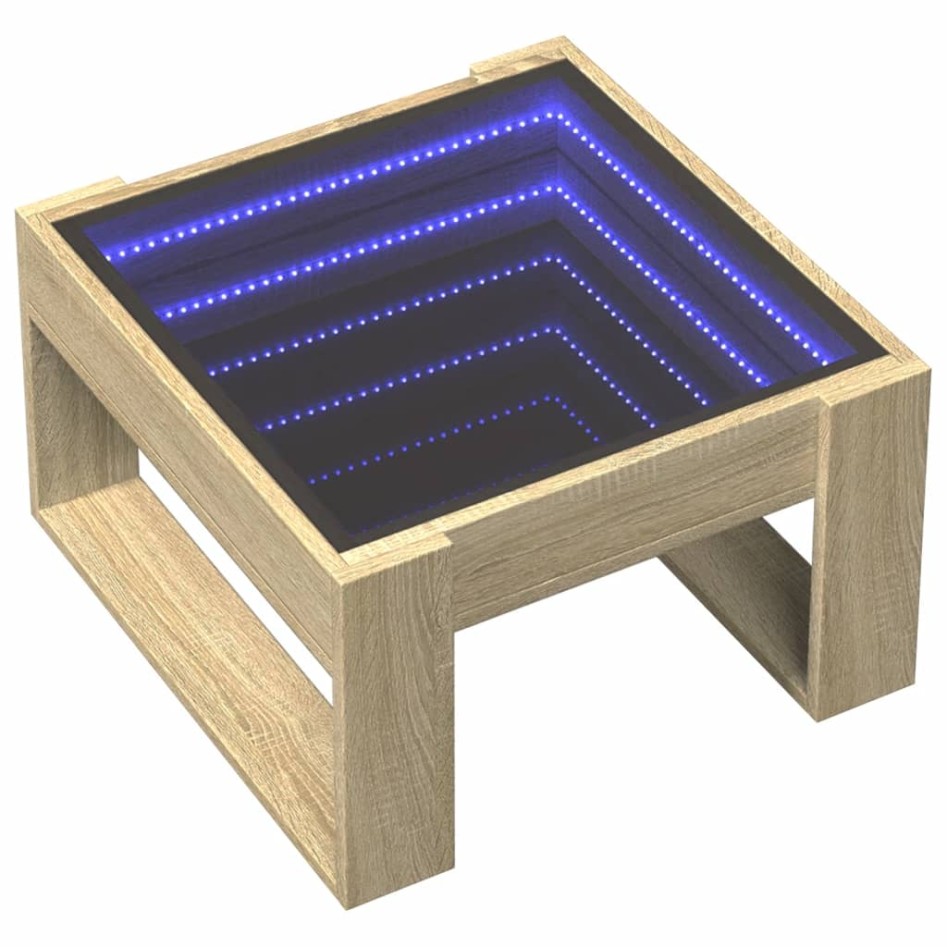 Mesa de centro con Infinity LED roble Sonoma 50x53x30