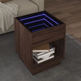 Mesa de centro con Infinity LED marrón roble 40x40x50