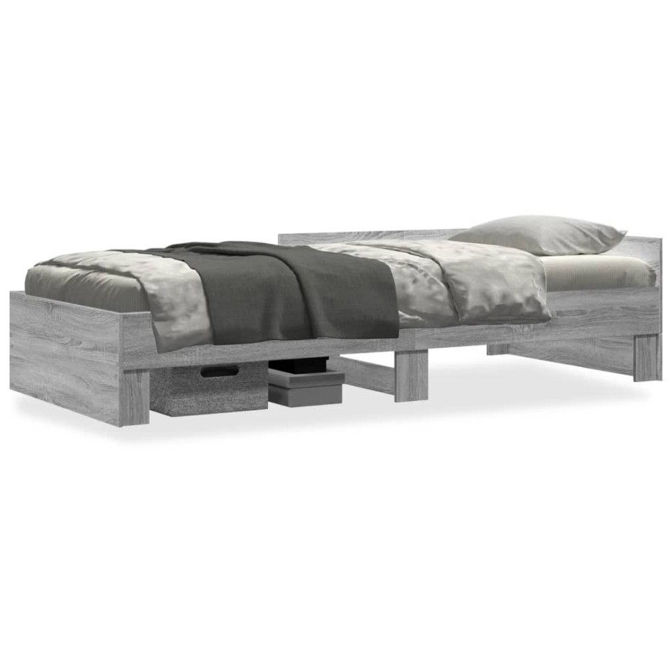 Estructura de cama madera de ingeniería gris Sonoma 75x190