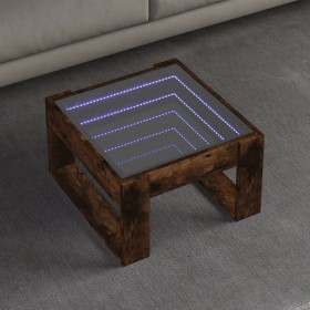 Mesa de centro con Infinity LED roble ahumado 50x53x30