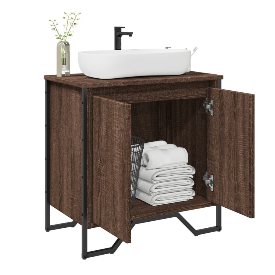 Armario lavabo baño madera ingeniería marrón roble 60x35x60