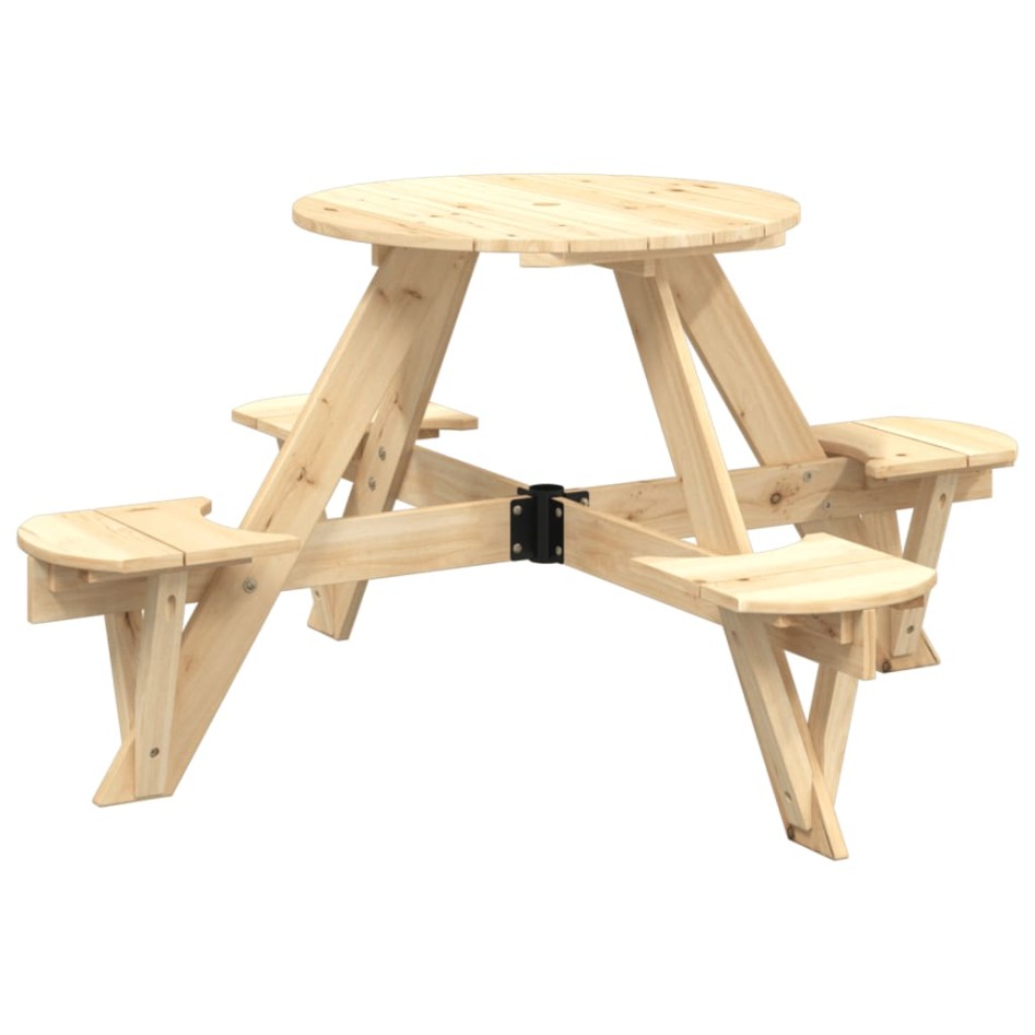 Mesa de picnic para 4 niños agujero para sombrilla madera