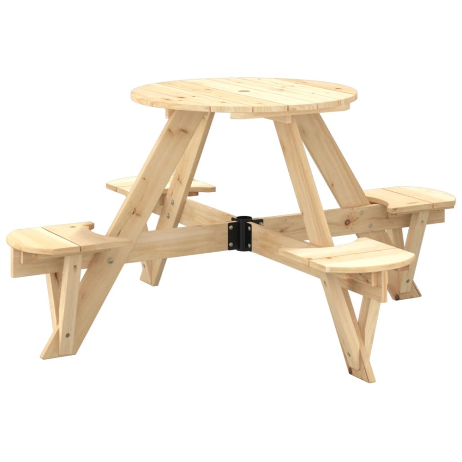 Mesa de picnic para 4 niños agujero para sombrilla madera