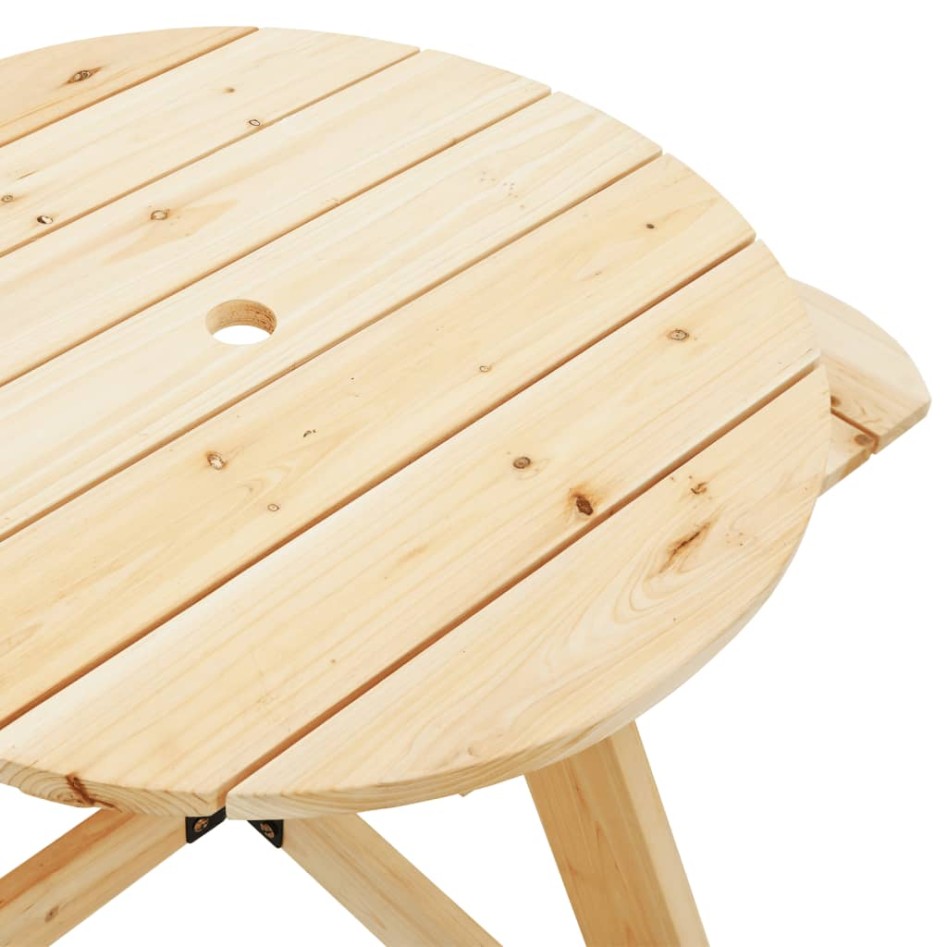 Mesa de picnic para 4 niños agujero para sombrilla madera