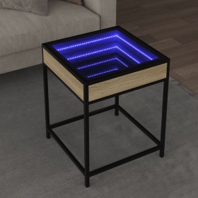 Mesa de centro con Infinity LED roble Sonoma 40x40x51