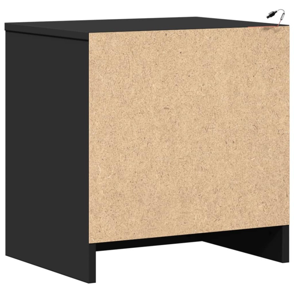 Mesitas de noche con luces LED 2 uds madera ingeniería