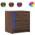 Mesita de noche con luces LED madera de ingeniería roble