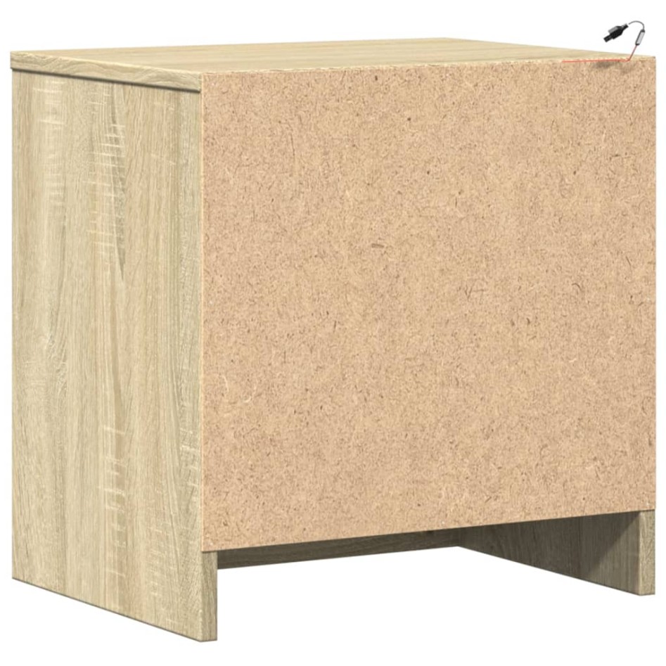 Mesitas de noche luces LED 2 uds madera ingeniería roble