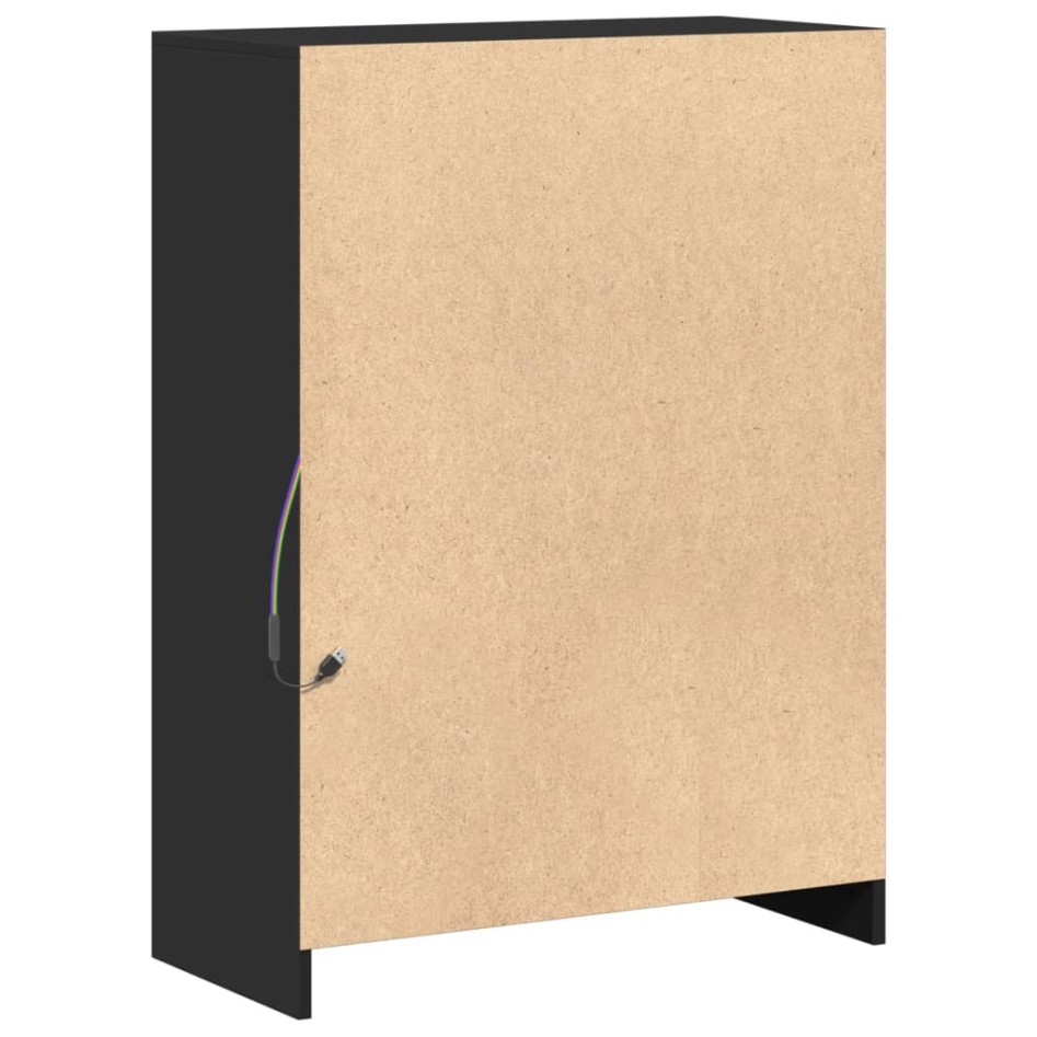 Aparador con LED madera de ingeniería negro 72x34x100