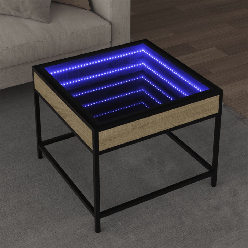 Mesa de centro con Infinity LED roble Sonoma 50x50x41