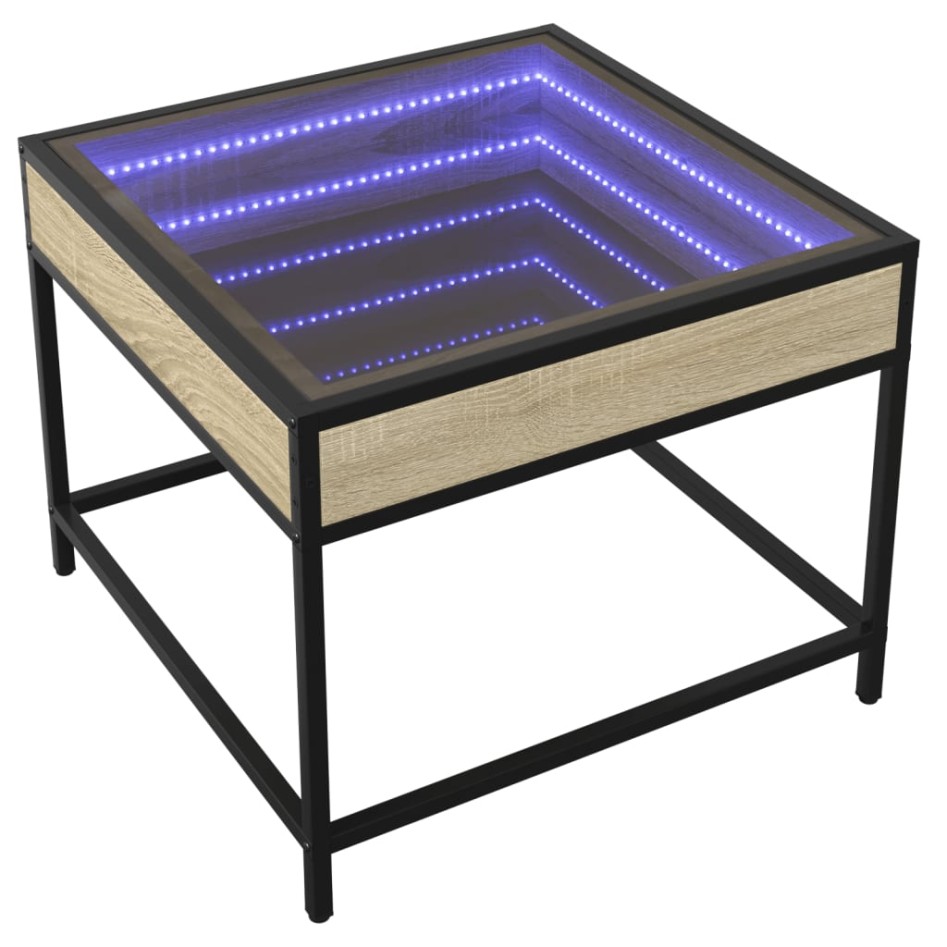 Mesa de centro con Infinity LED roble Sonoma 50x50x41