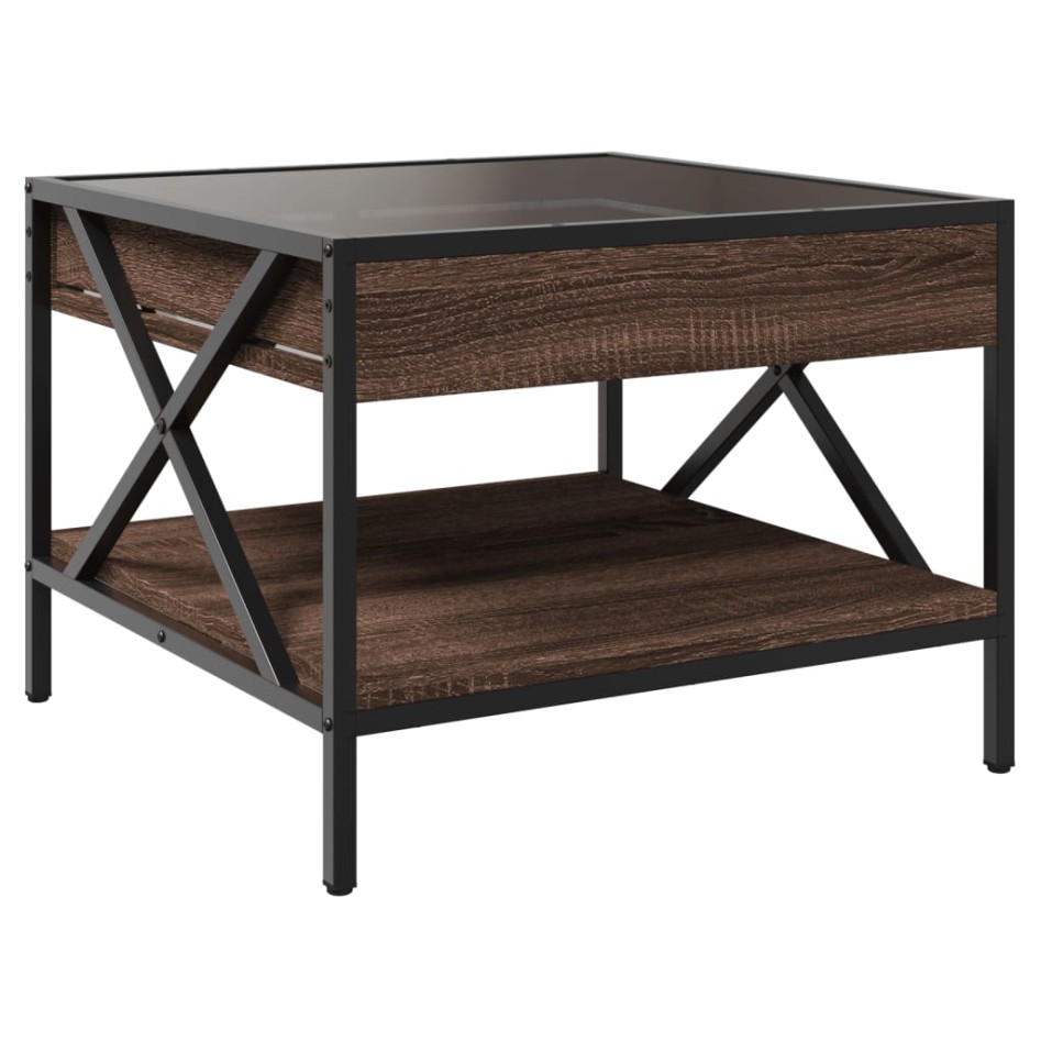 Mesa de centro con Infinity LED marrón roble 50x50x38