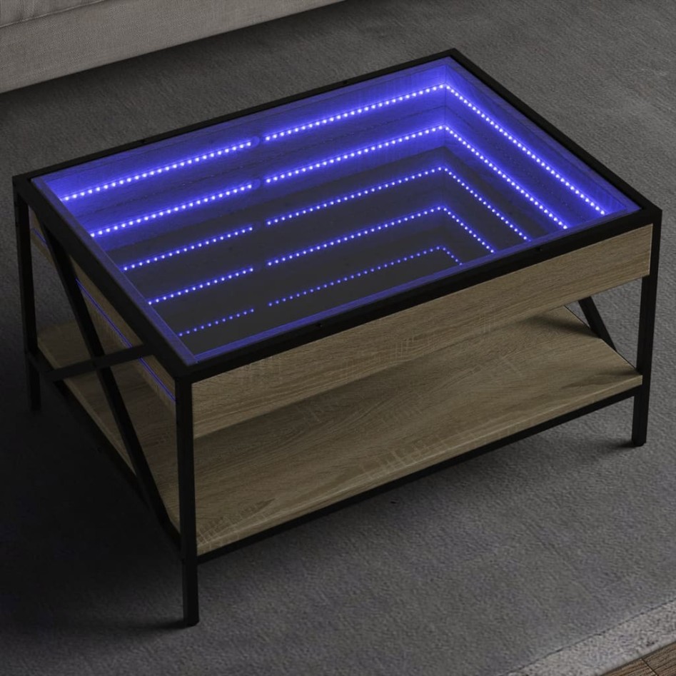 Mesa de centro con Infinity LED roble Sonoma 70x50x38