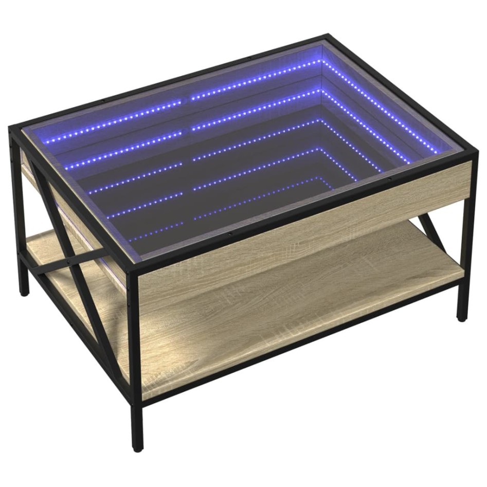 Mesa de centro con Infinity LED roble Sonoma 70x50x38