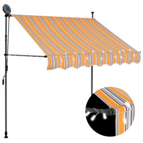 Toldo manual retráctil con LED amarillo y azul 150