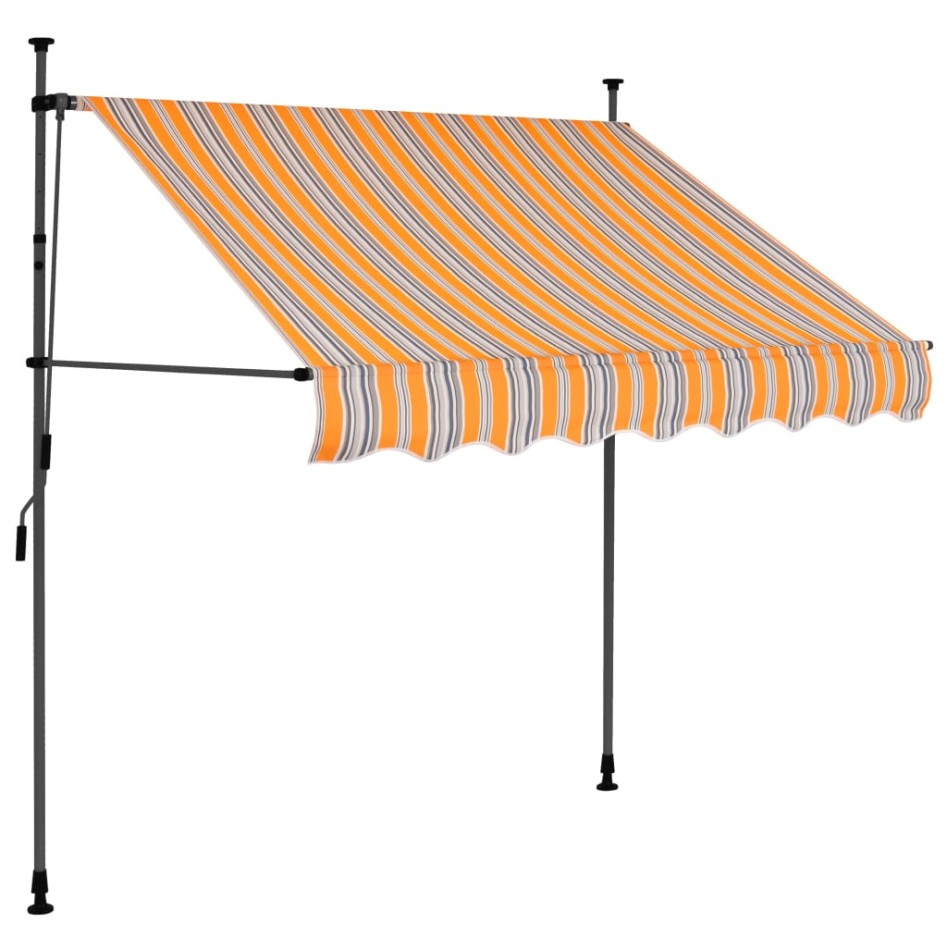 Toldo manual retráctil con LED amarillo y azul 150