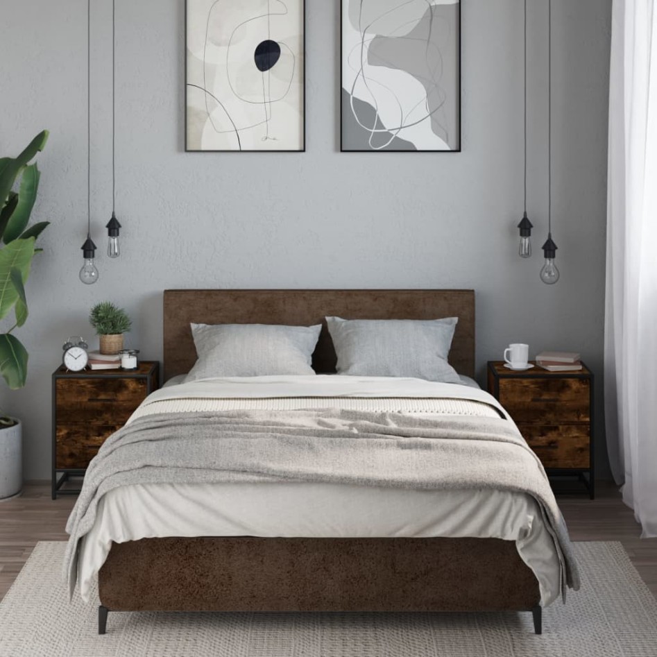 Mesitas noche 2 uds madera ingeniería roble ahumado 40x31x50