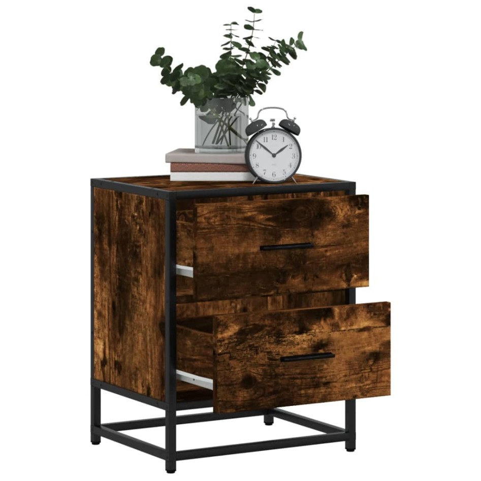 Mesitas noche 2 uds madera ingeniería roble ahumado 40x31x50