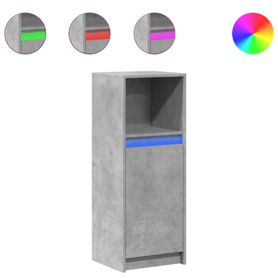 Aparador con LED madera ingeniería gris hormigón 38x34x100
