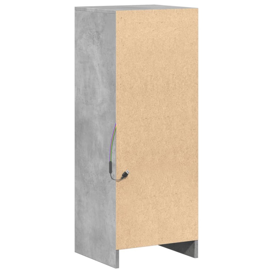 Aparador con LED madera ingeniería gris hormigón 38x34x100