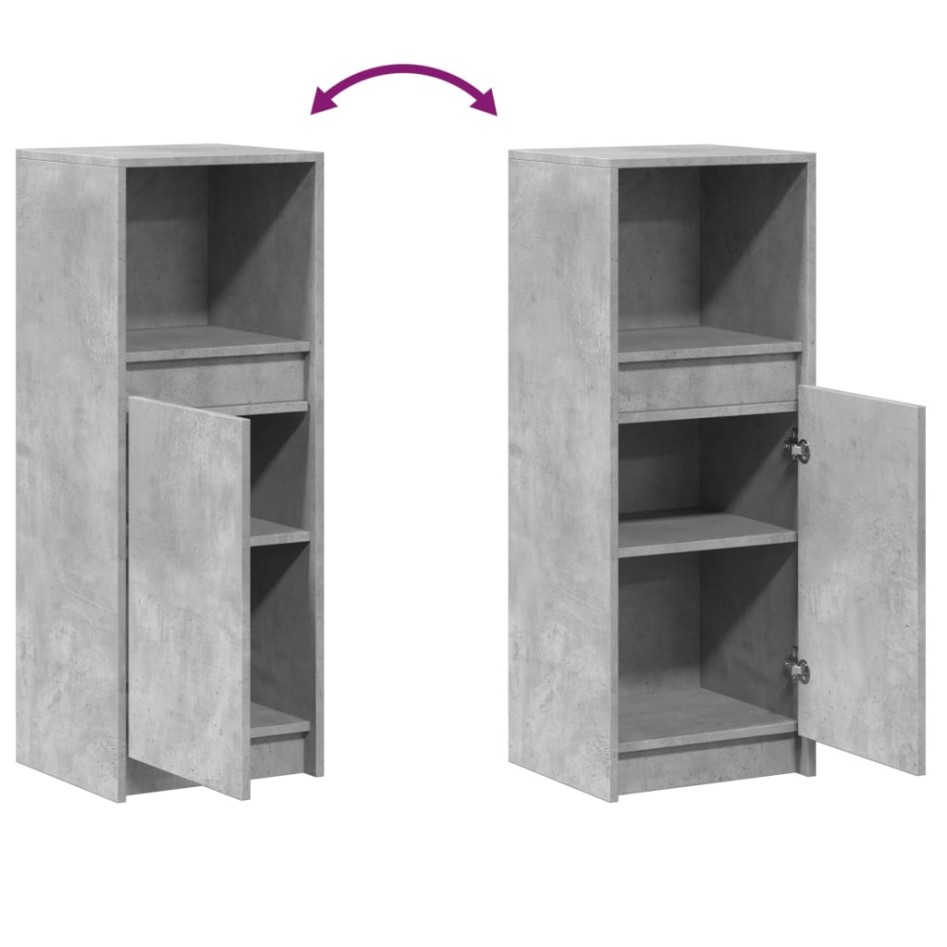 Aparador con LED madera ingeniería gris hormigón 38x34x100