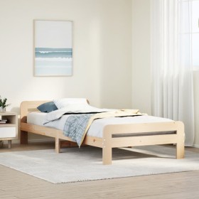 Estructura de cama sin colchón madera maciza pino 75x190