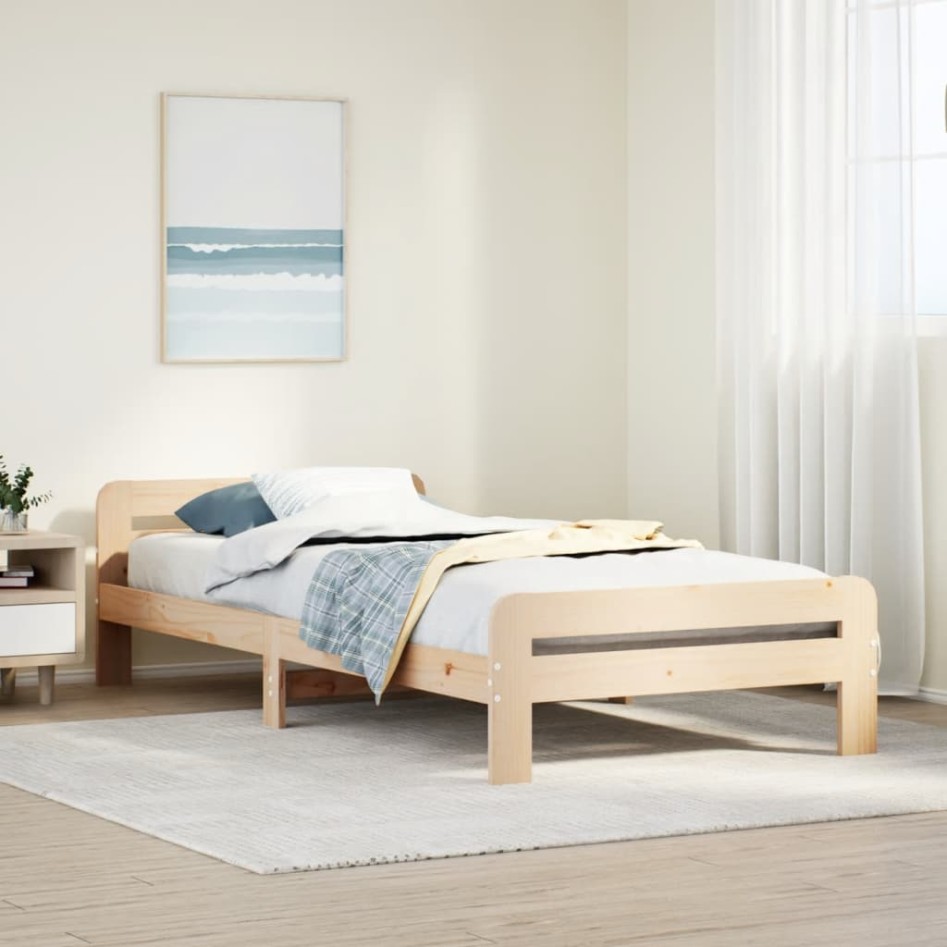 Estructura de cama sin colchón madera maciza pino 75x190