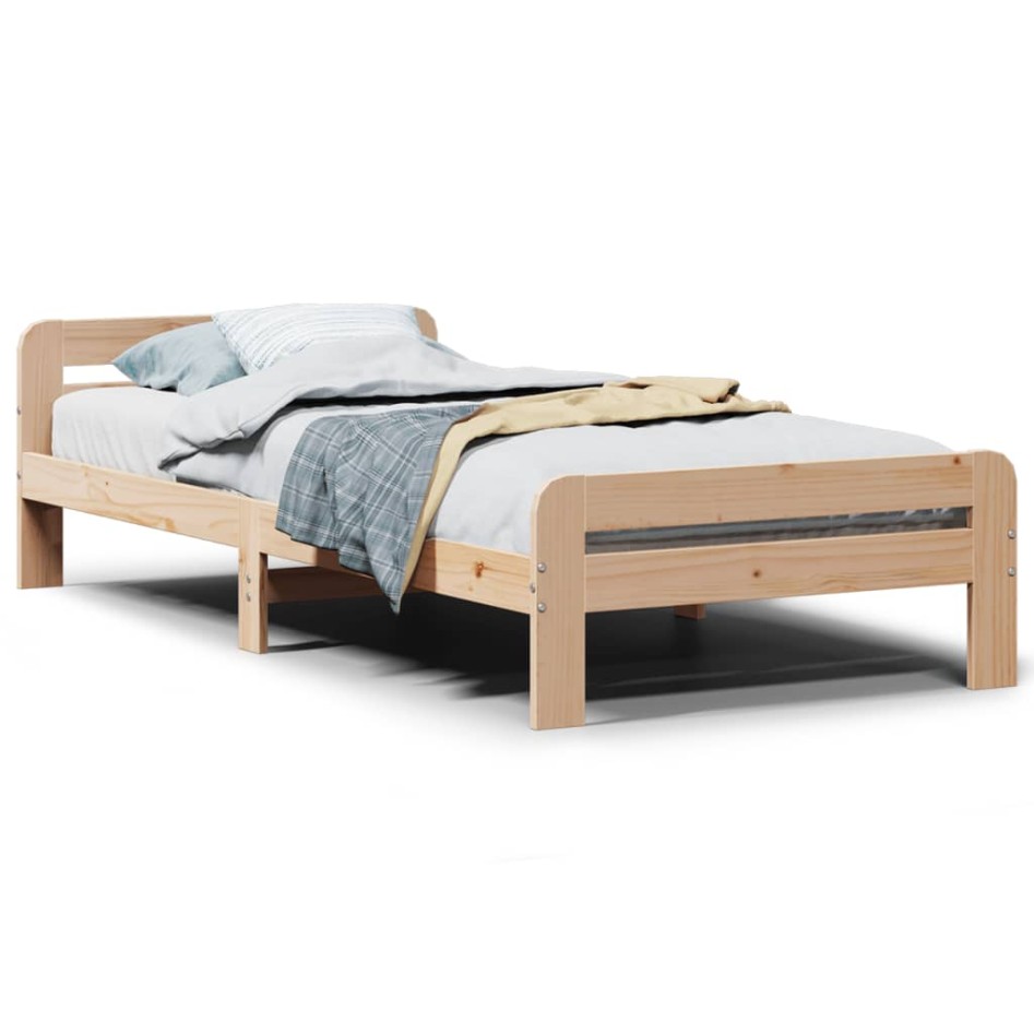 Estructura de cama sin colchón madera maciza pino 75x190