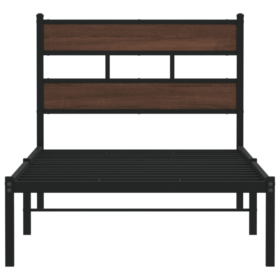 Estructura cama con cabecero sin colchón marrón roble 90x200