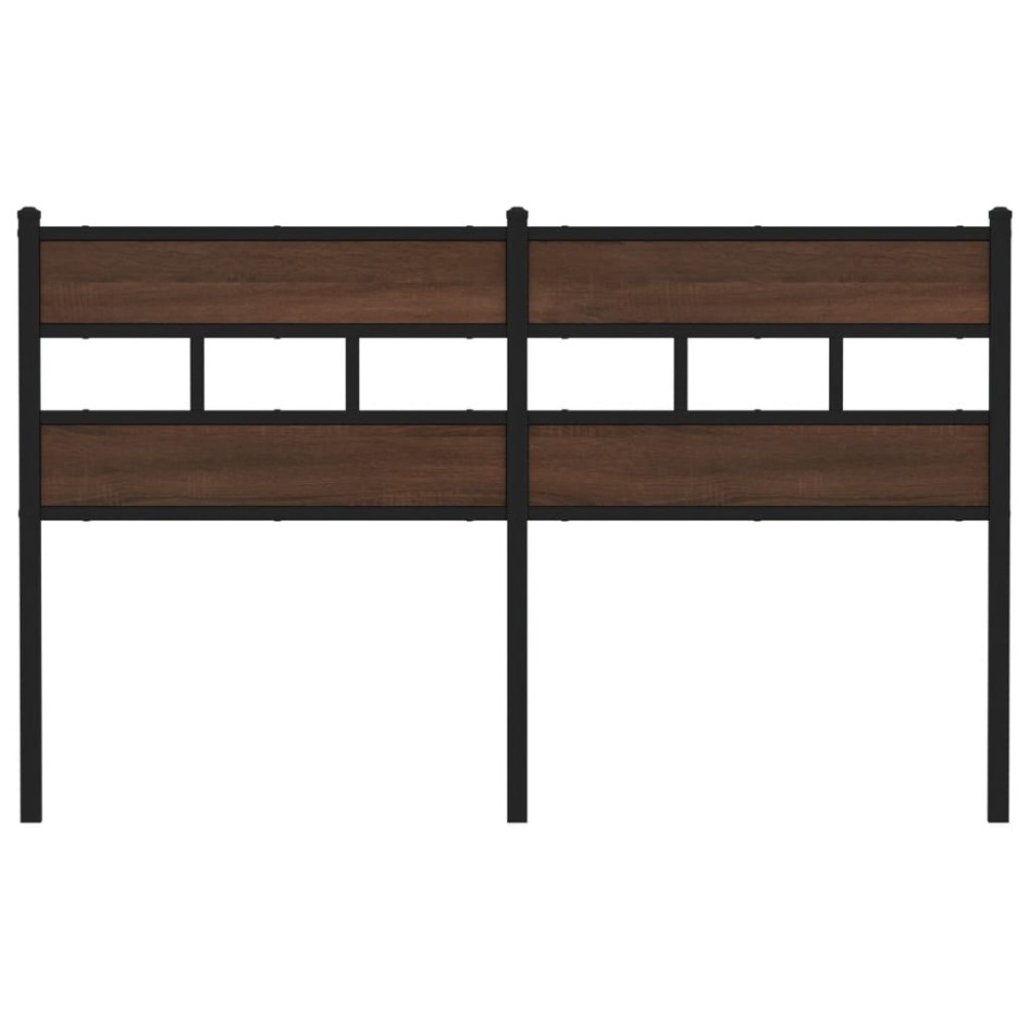Cabecero de acero y madera de ingeniería marrón roble 160