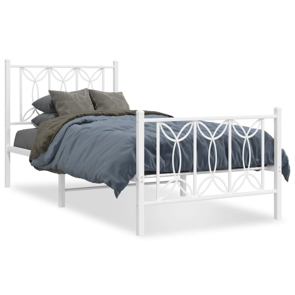 Estructura cama sin colchón con estribo metal blanco 90x200